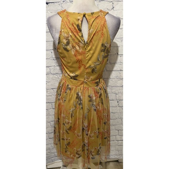 NWT Candalite Floral Yellow Polyester Spring Summer Dress Petite Medium - Picture 4 of 7